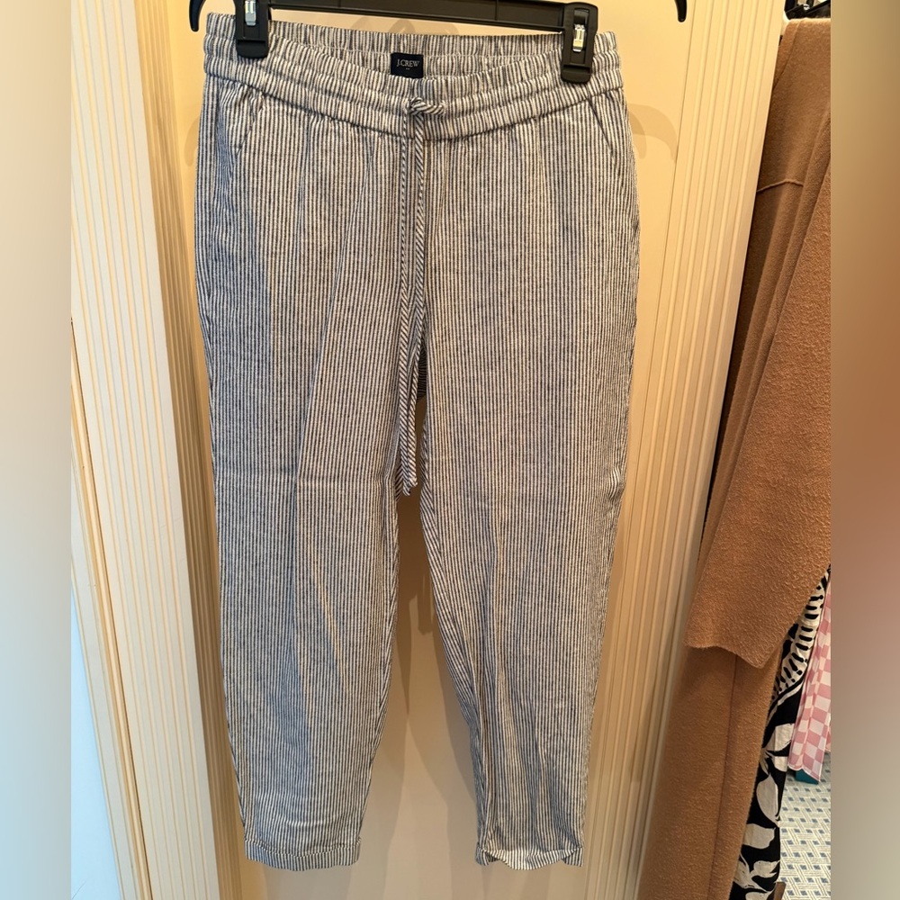 J. Crew Factory Women’s Navy & White Pinstripe Drawstring Joggers